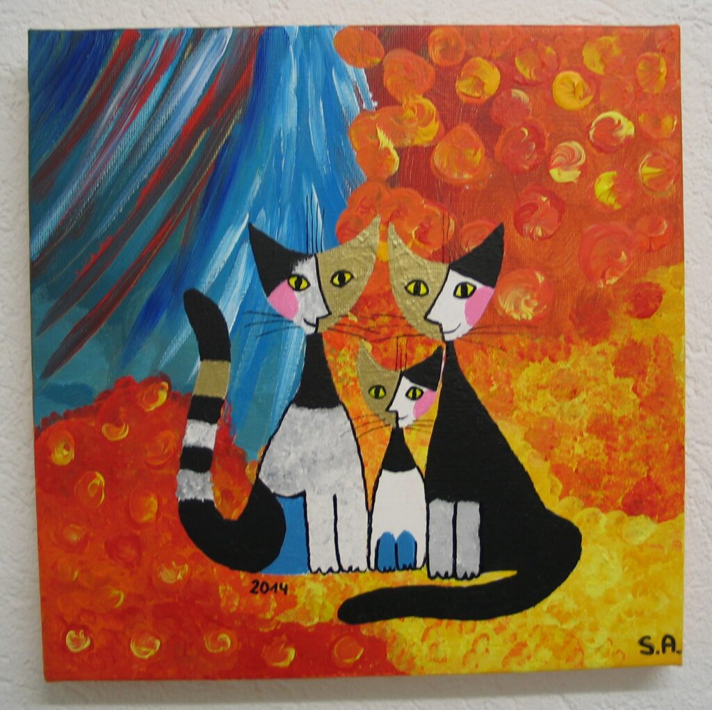3a katzenfamilie 30x30cm chf 250